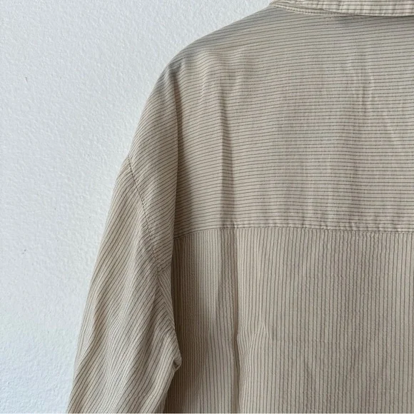 ZARA Beige Pinstripe Button-Up Shirt - Long Sleeves, Relaxed Fit, Medium - Picture 5 of 7